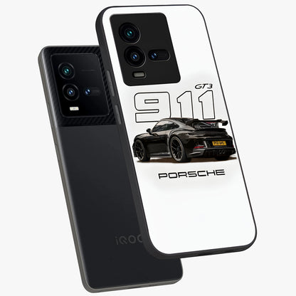 Turbo Legacy Icon Glass Case displayed in angled mockup highlighting dynamic automotive design with performance aesthetic.