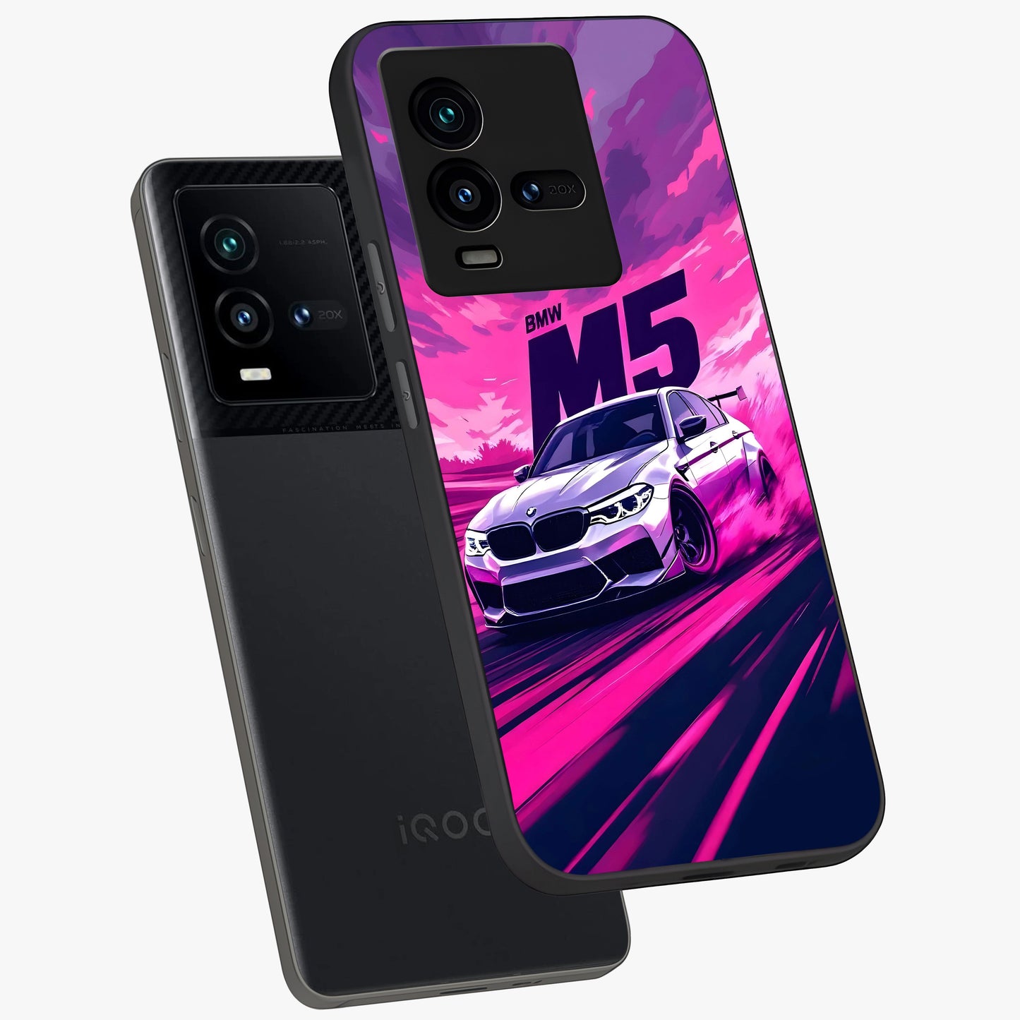 Velocity Drift Pulse Glass Case displayed in angled mockup highlighting dynamic drift design with sporty automotive aesthetic.