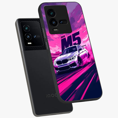 Velocity Drift Pulse Glass Case displayed in angled mockup highlighting dynamic drift design with sporty automotive aesthetic.