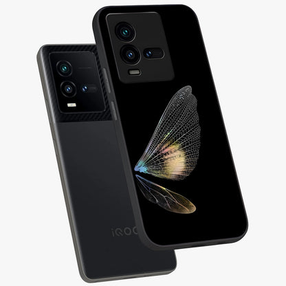 Whispers Of Wings Glass Case displayed in angled mockup highlighting soft feather design with celestial aesthetic style.