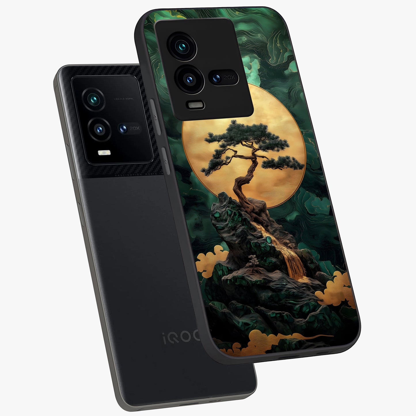 Zen Moon Rise Glass Case displayed in angled mockup highlighting peaceful lunar design with zen aesthetic style.