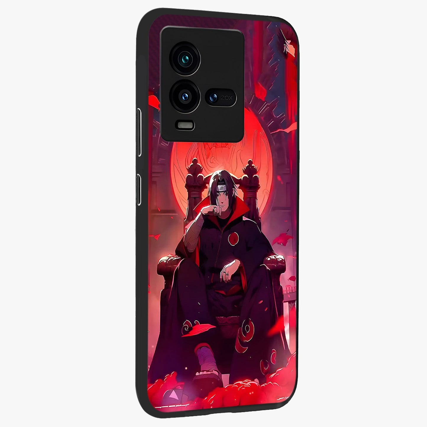 Blood Moon Sovereign Glass Case upright view showcasing powerful moon inspired artwork with cosmic aesthetic style.