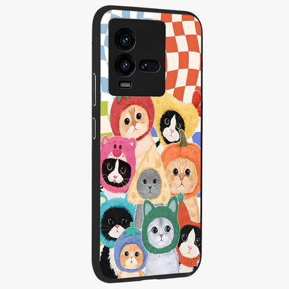 Cats in Fruits Glass Case upright view showcasing charming cat artwork with fun fruity theme.
