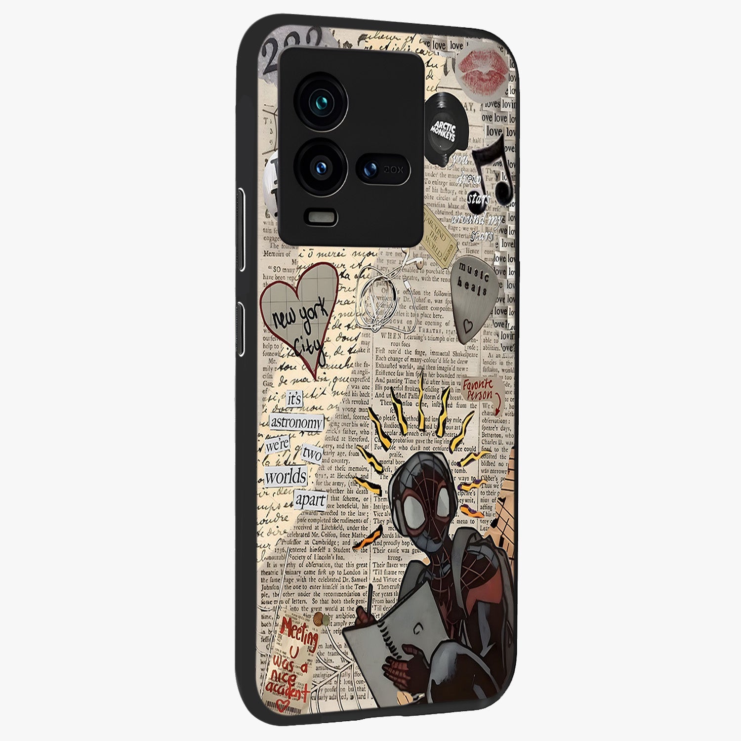 City Dream Sketch Glass Case upright view showcasing urban skyline artwork with stylish hand drawn design.