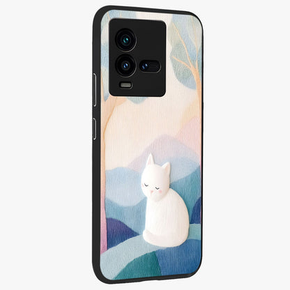 Cotton Dream Cat Glass Case upright view showcasing charming cat artwork with cozy dreamy theme.