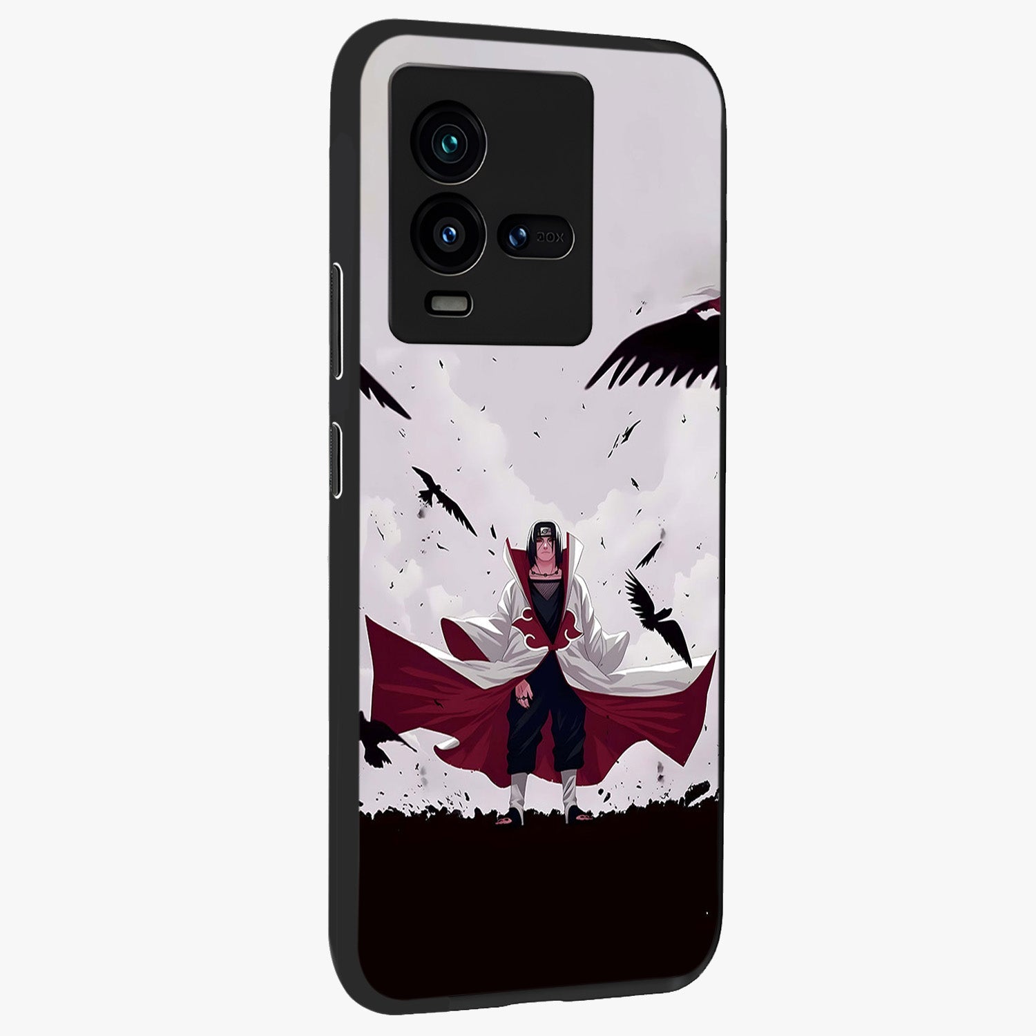 Crimson Crow Ascension Glass Case upright view showcasing dramatic crow artwork with bold gothic theme.