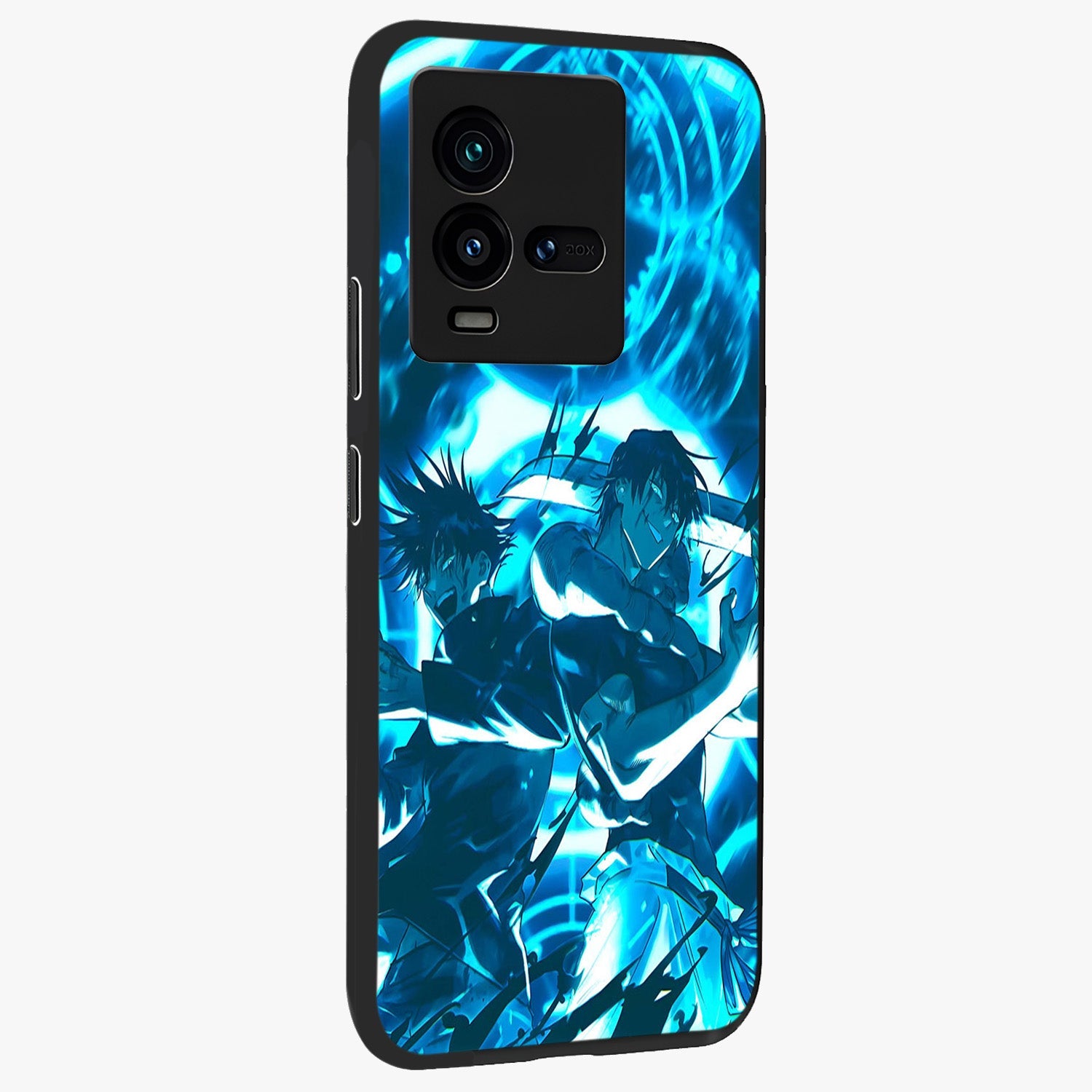 Cursed Energy Clash Glass Case upright view showcasing dramatic clash artwork with bold supernatural theme.