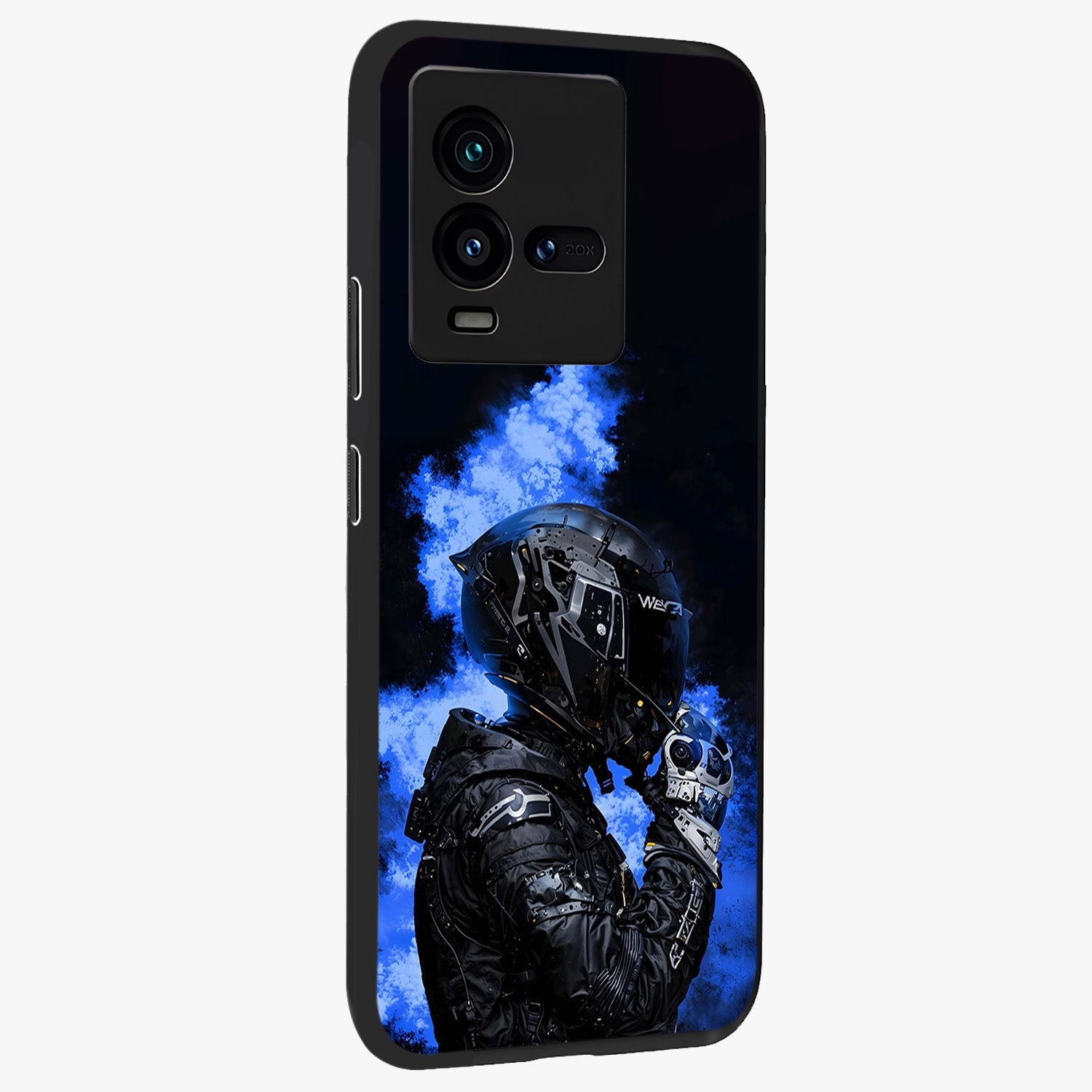 Cyber Sentinel Protocol Glass Case upright view showcasing advanced cyber sentinel artwork with futuristic tech theme.