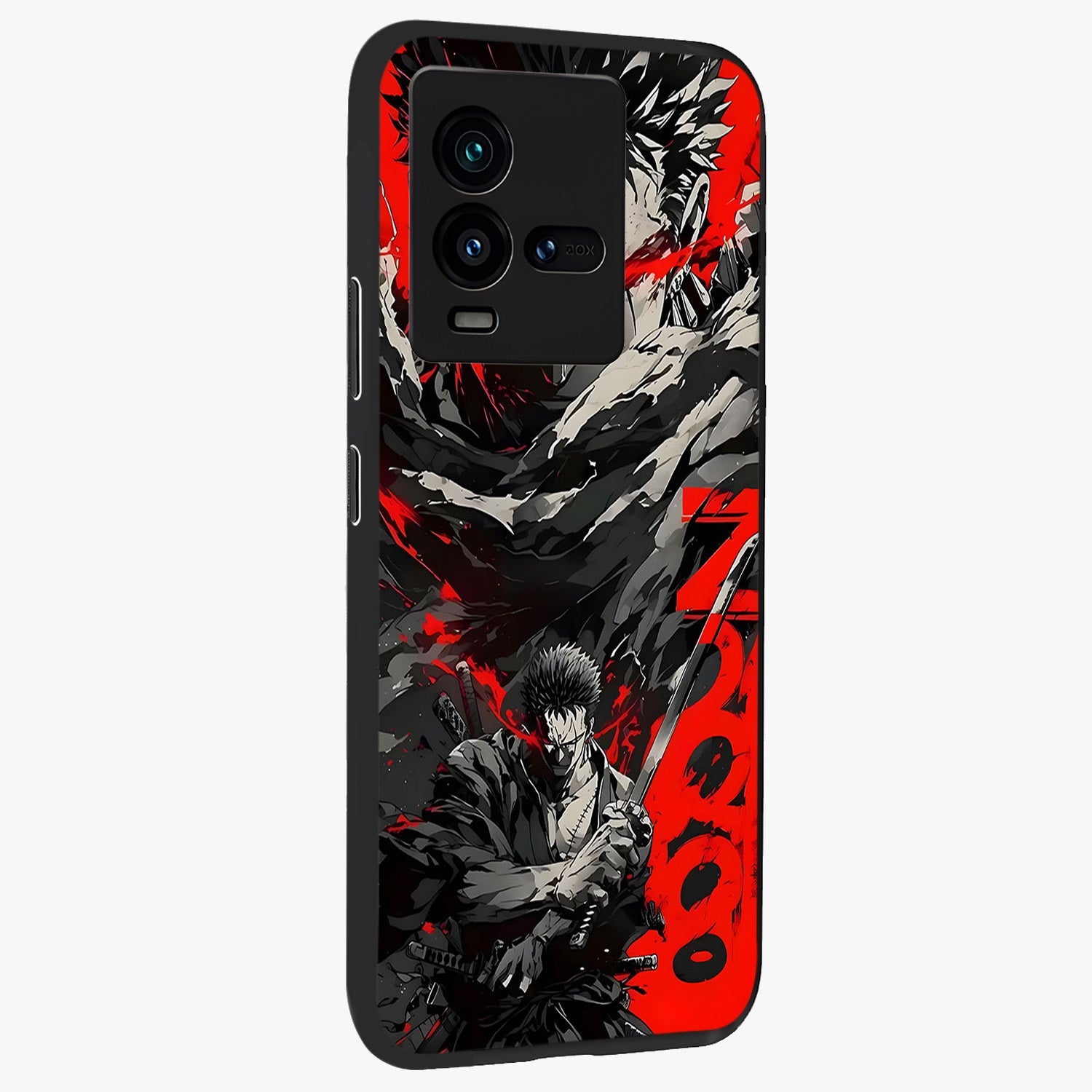 Demon Sword Resolve Glass Case upright view showcasing dramatic warrior artwork with intense battle theme.
