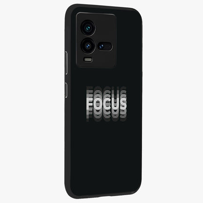 Focus Mode On Glass Case upright view showcasing strong typography statement with sleek motivational theme.