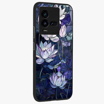 Gloss Petal Rush Glass Case upright view showcasing dynamic floral petal artwork with modern botanical theme.