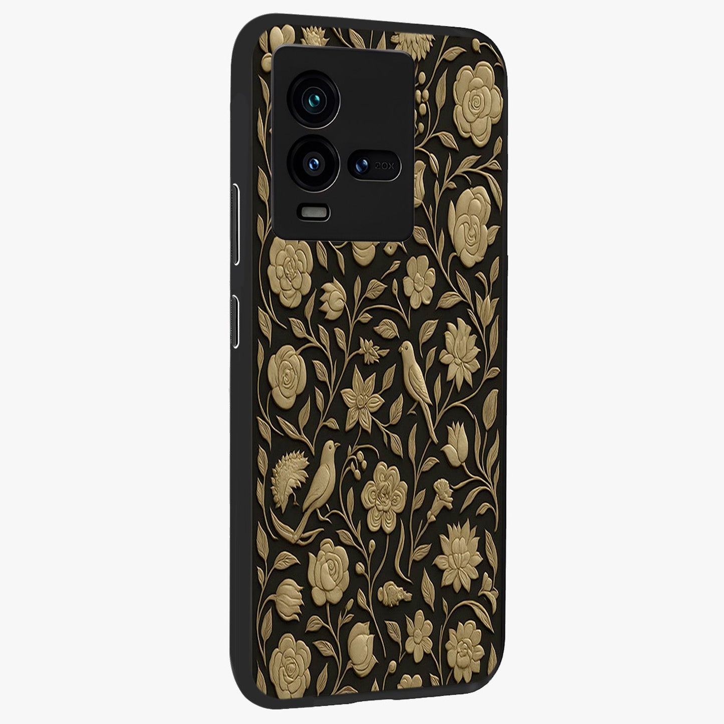 Golden Evil Eye Mandala Glass Case upright view showcasing decorative evil eye mandala artwork with spiritual aesthetic style.