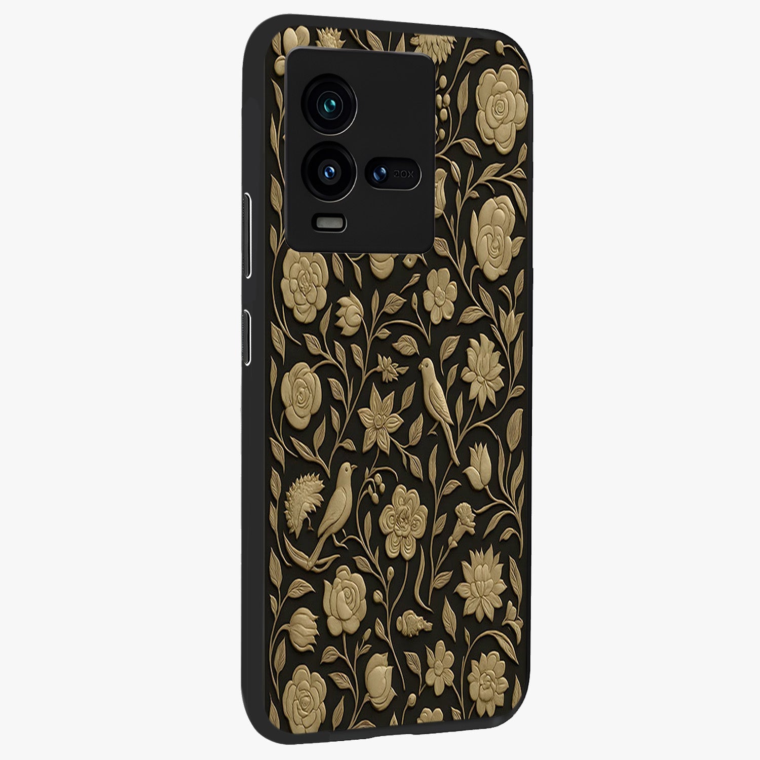 Golden Evil Eye Mandala Glass Case upright view showcasing decorative evil eye mandala artwork with spiritual aesthetic style.