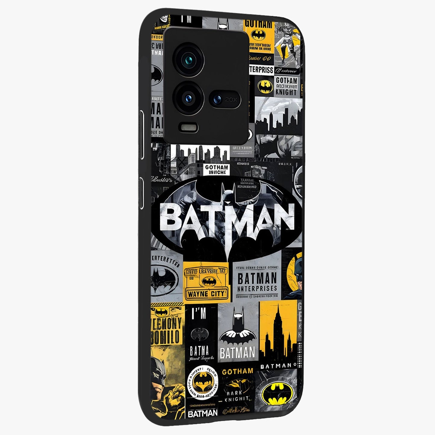 Knight Gotham Rise Glass Case upright view showcasing bold vigilante themed artwork with gothic city vibe.