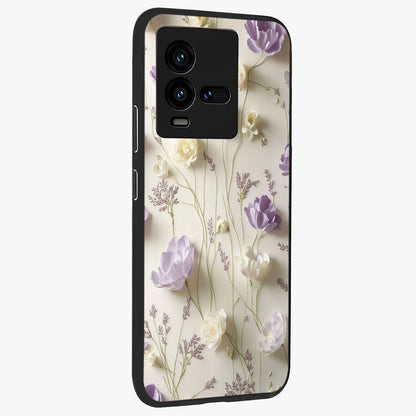 Lilac Breeze Harmony Glass Case upright view showcasing delicate lilac artwork with peaceful floral theme.