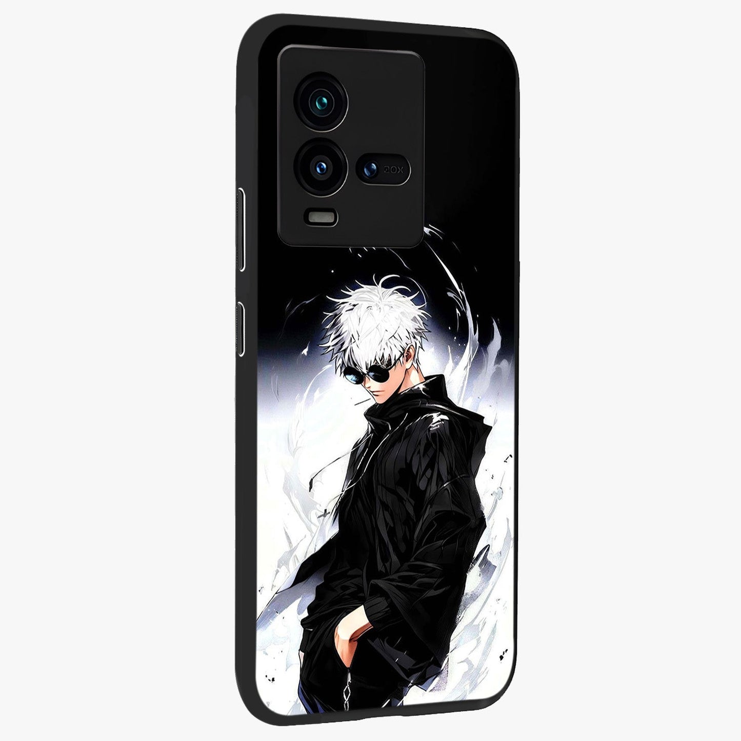 Limitless Shadow King Glass Case upright view showcasing bold shadow warrior artwork with epic fantasy theme.