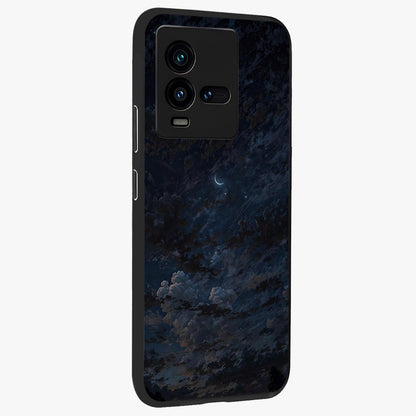 Lunar Veil Silence Glass Case upright view showcasing calm moon themed artwork with serene night atmosphere.