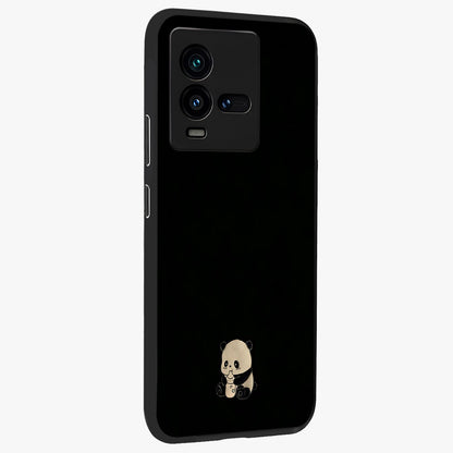 Midnight Panda Love Glass Case upright view showcasing charming panda artwork with playful romantic theme.