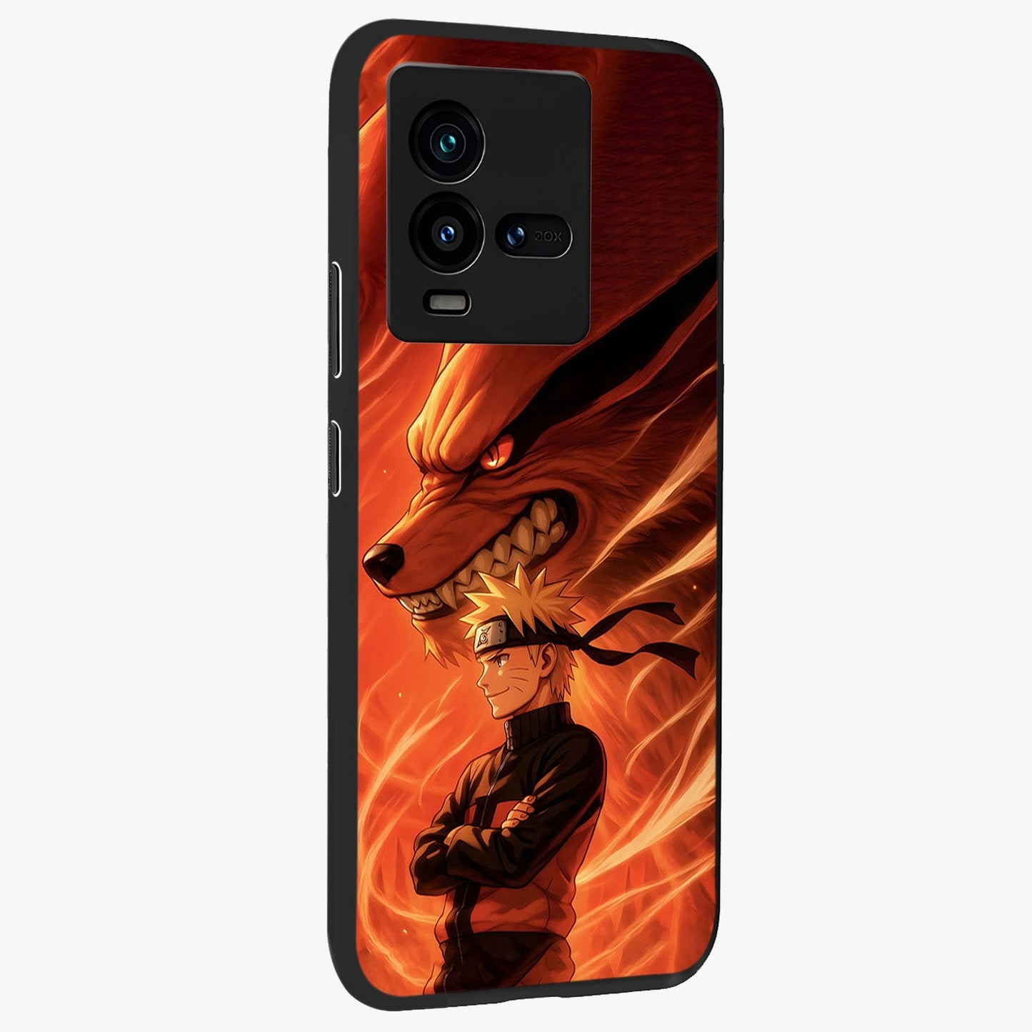Nine Tails Legacy Glass Case upright view showcasing dramatic nine-tails artwork with intense anime themed design.