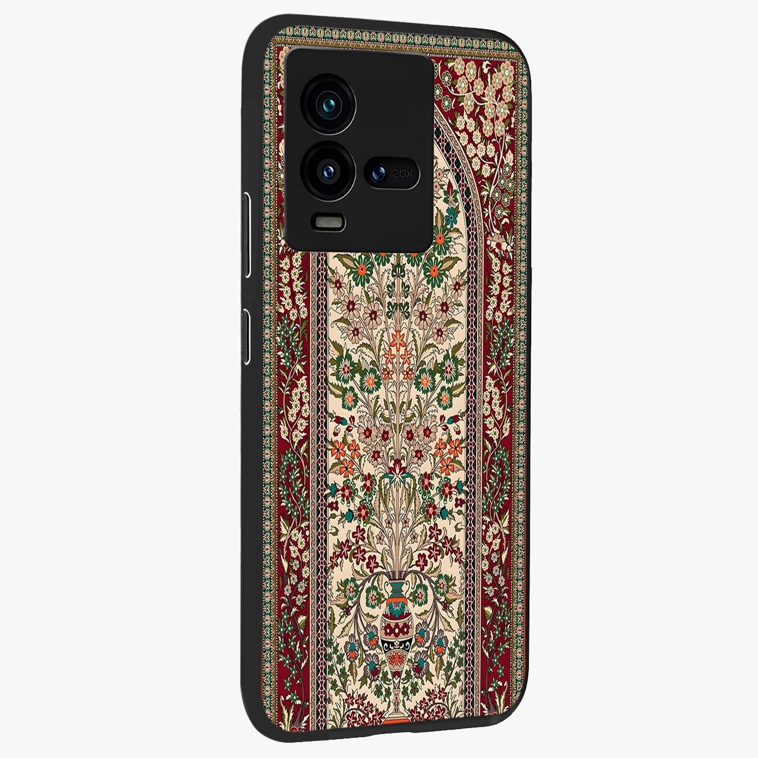 Persian Inspired Glass Case upright view showcasing decorative Persian artwork with rich heritage theme.