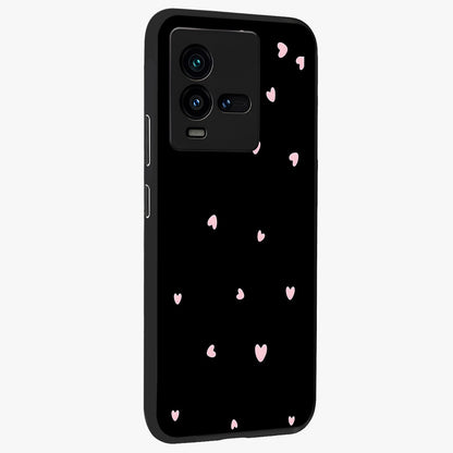 Pink Love Drops Glass Case upright view showcasing charming heart drop artwork with romantic playful theme.