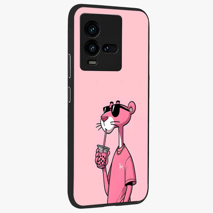 Pink Panther Glass Case upright view showcasing fun animated artwork with stylish retro cartoon theme.
