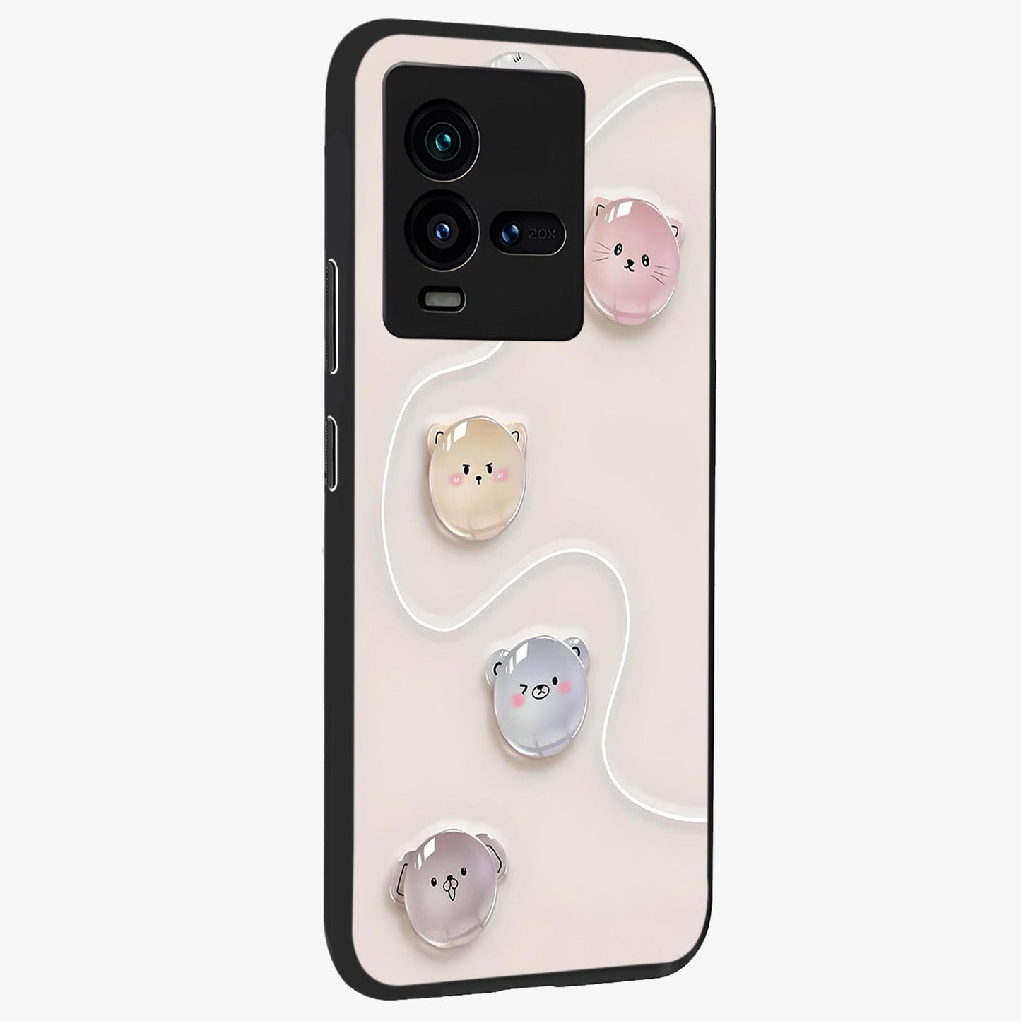 Puffy Face Parade Glass Case upright view showcasing adorable character artwork with cheerful animated theme.