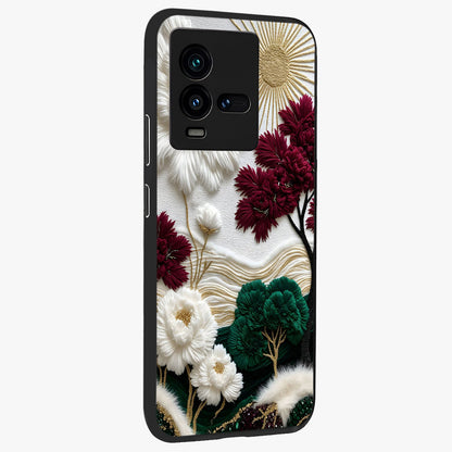Radiant Bloom Elegance Glass Case upright view showcasing decorative flower artwork with refined botanical theme.
