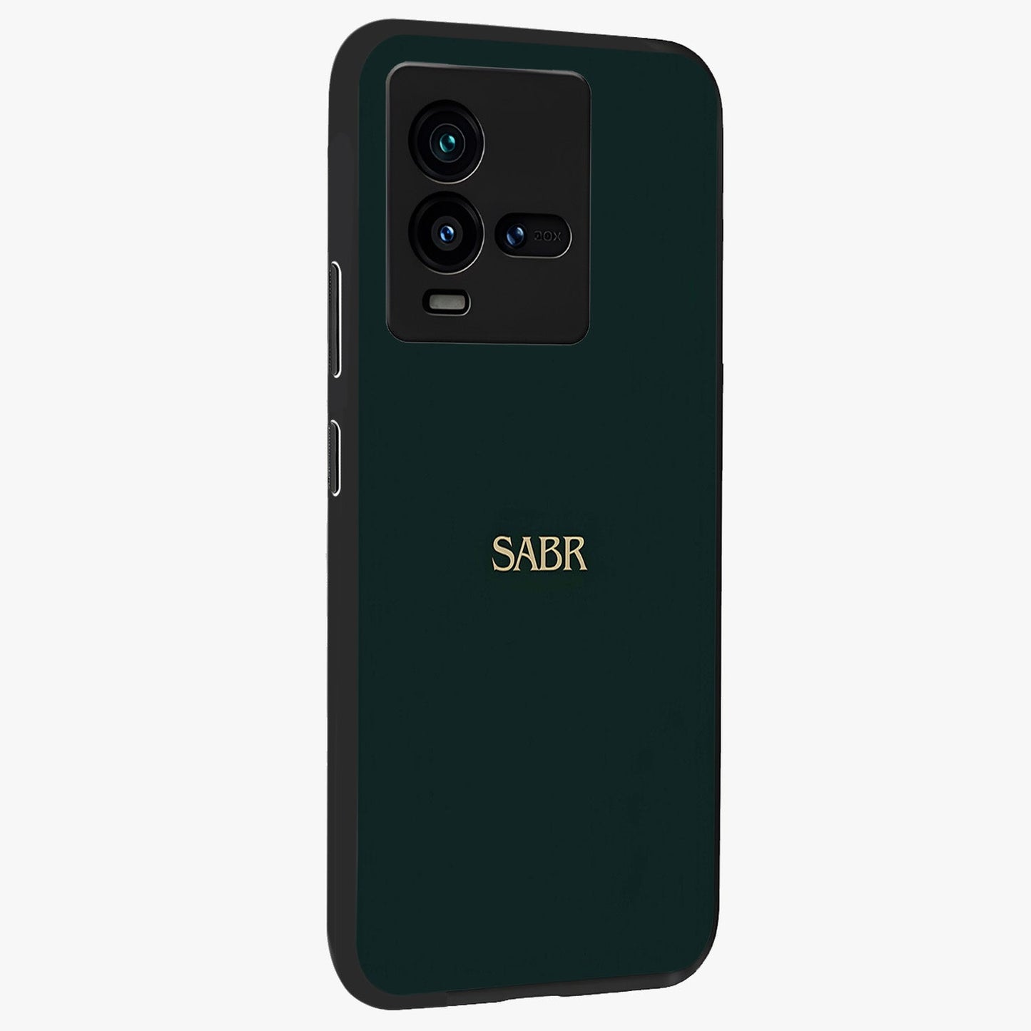 Sabr Minimal Patience Glass Case upright view showcasing calm minimalist artwork with motivational patience theme.