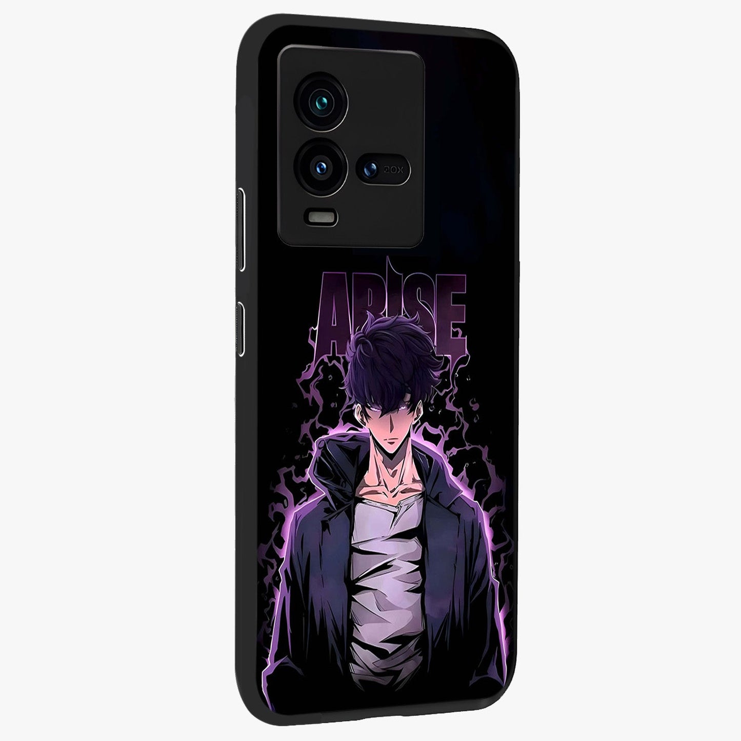 Shadow Monarch Awakening Glass Case upright view showcasing bold monarch artwork with mystical awakening theme.