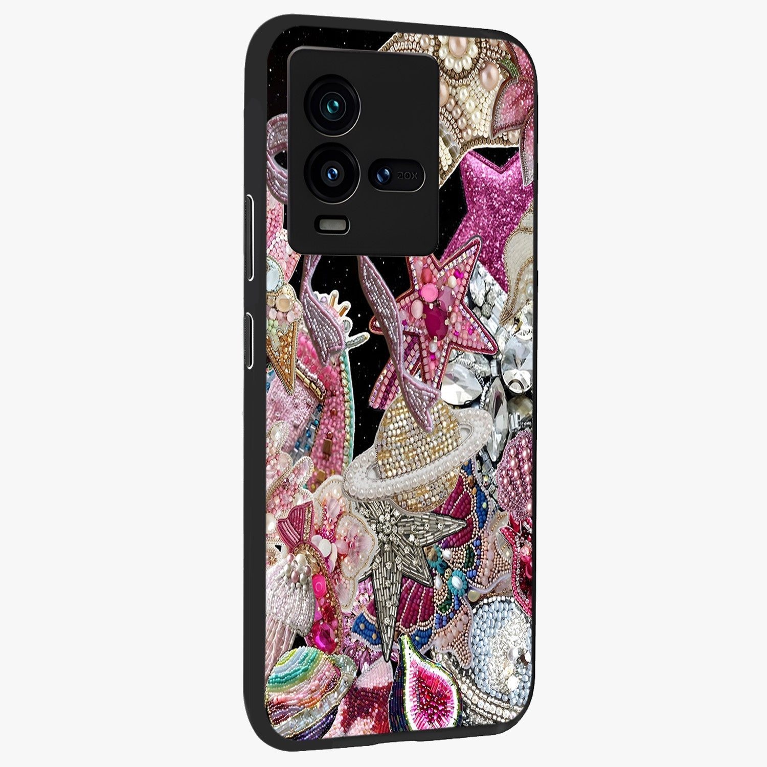Starlit Jewel Dream Glass Case upright view showcasing radiant star inspired artwork with magical night theme.