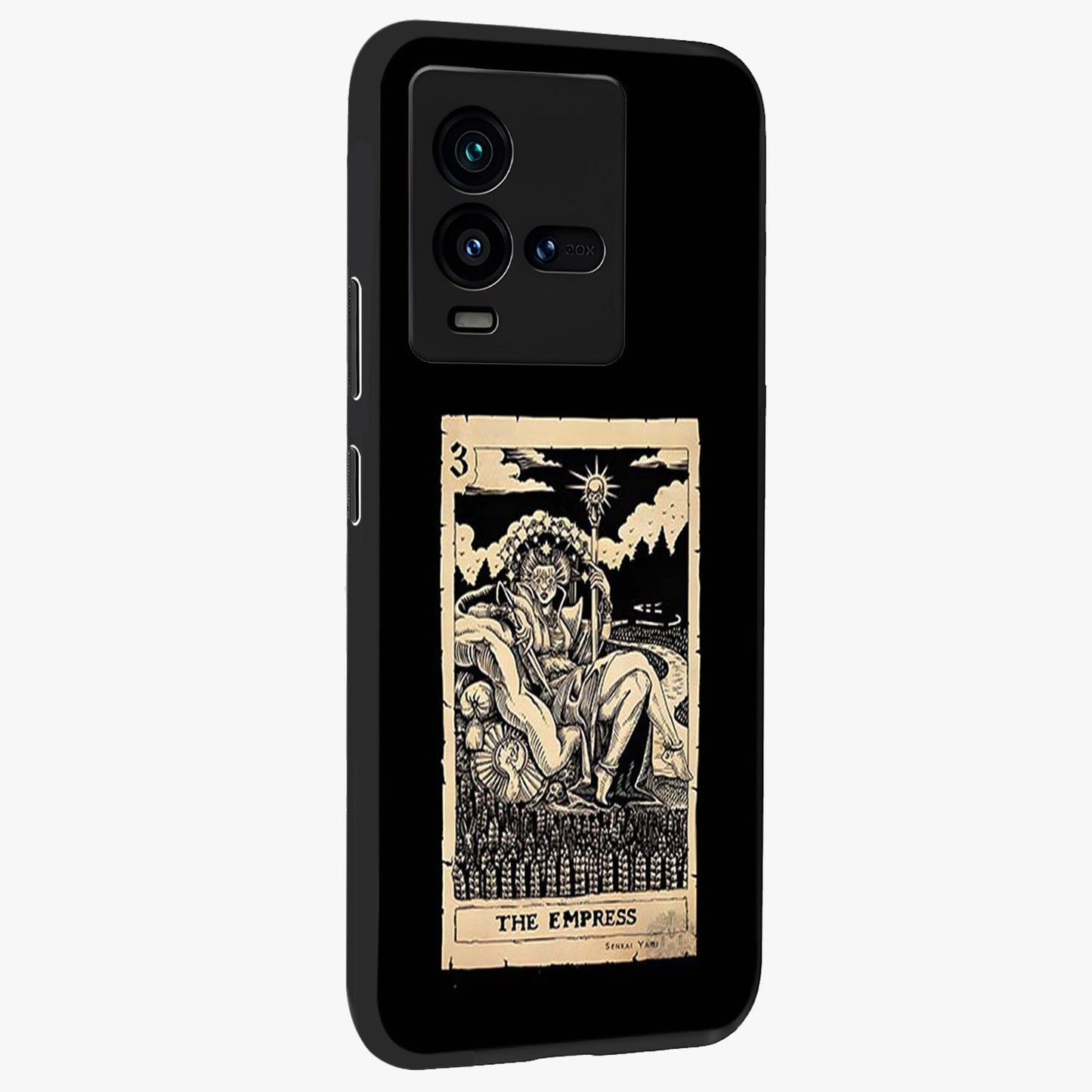 The Empress Glass Case upright view showcasing powerful empress themed artwork with luxurious artistic theme.