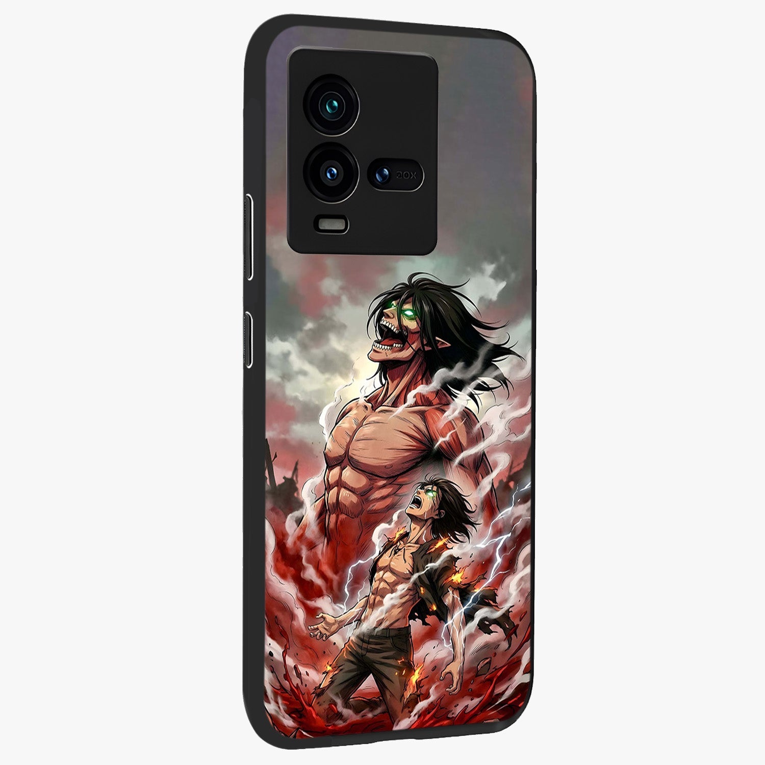 Titan Awakening Fury Glass Case upright view showcasing intense titan artwork with epic fantasy theme.