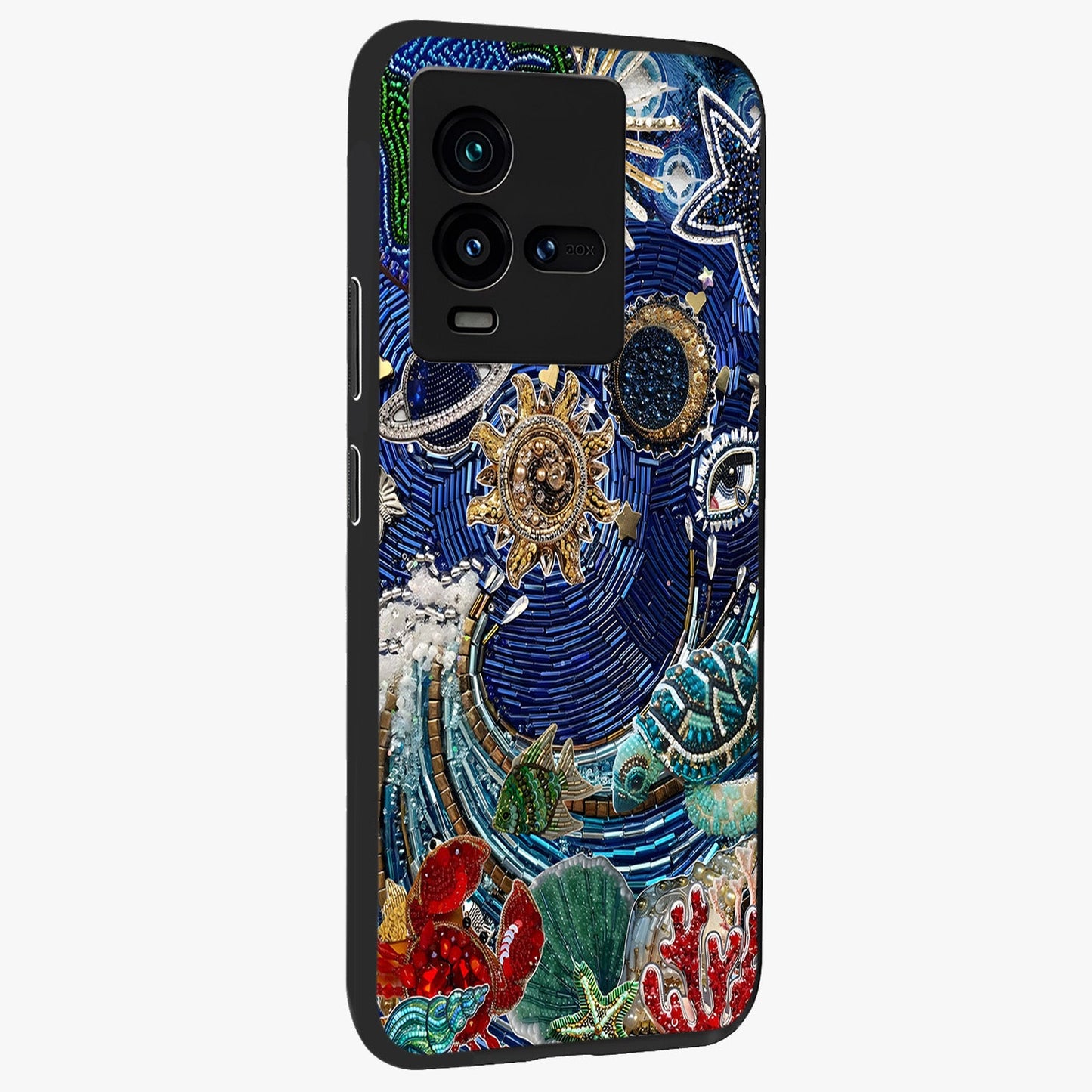 Universe Underwater Spark Glass Case upright view showcasing magical underwater galaxy artwork with vibrant cosmic theme.