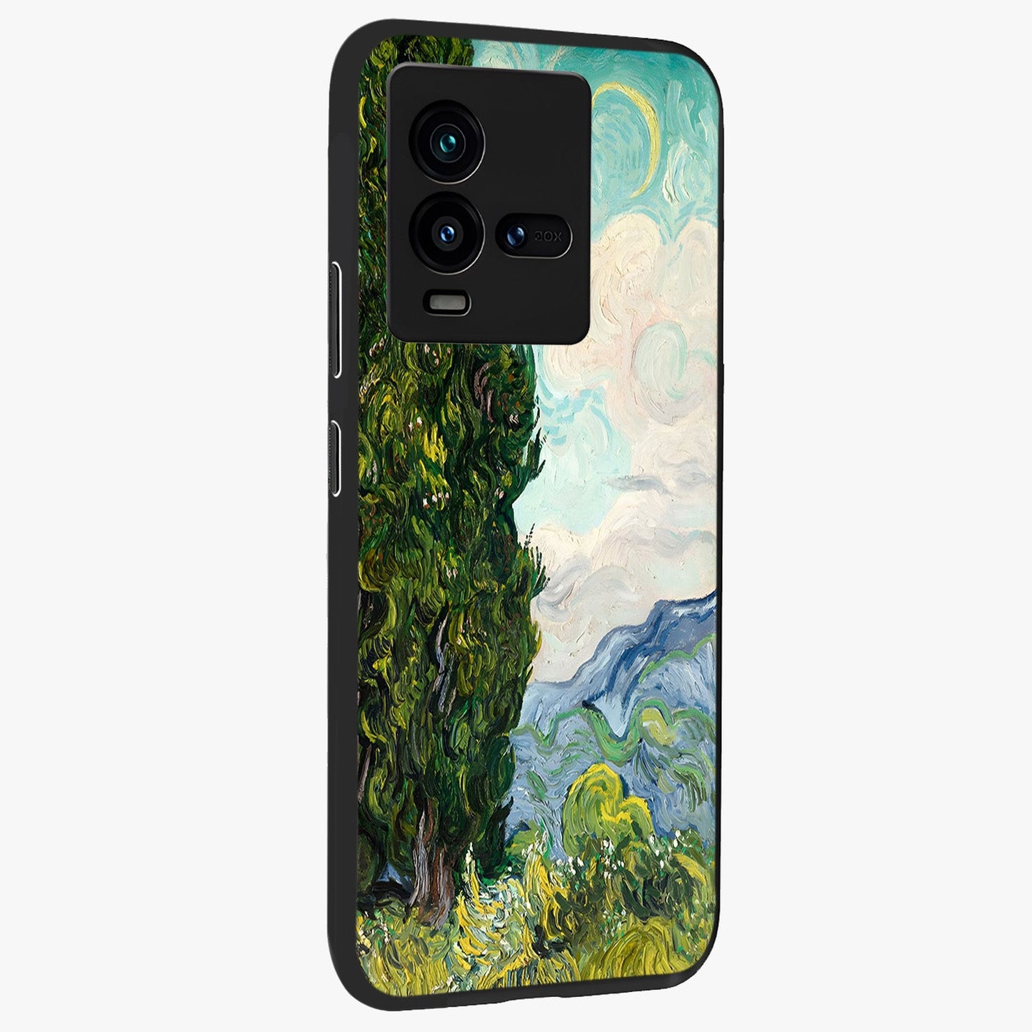 Van Gogh Vintage Art Glass Case upright view showcasing elegant vintage painting artwork with artistic heritage theme.