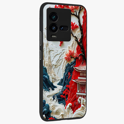 Whispers Of Sakura Waves Glass Case upright view showcasing delicate cherry blossom artwork with elegant nature theme.