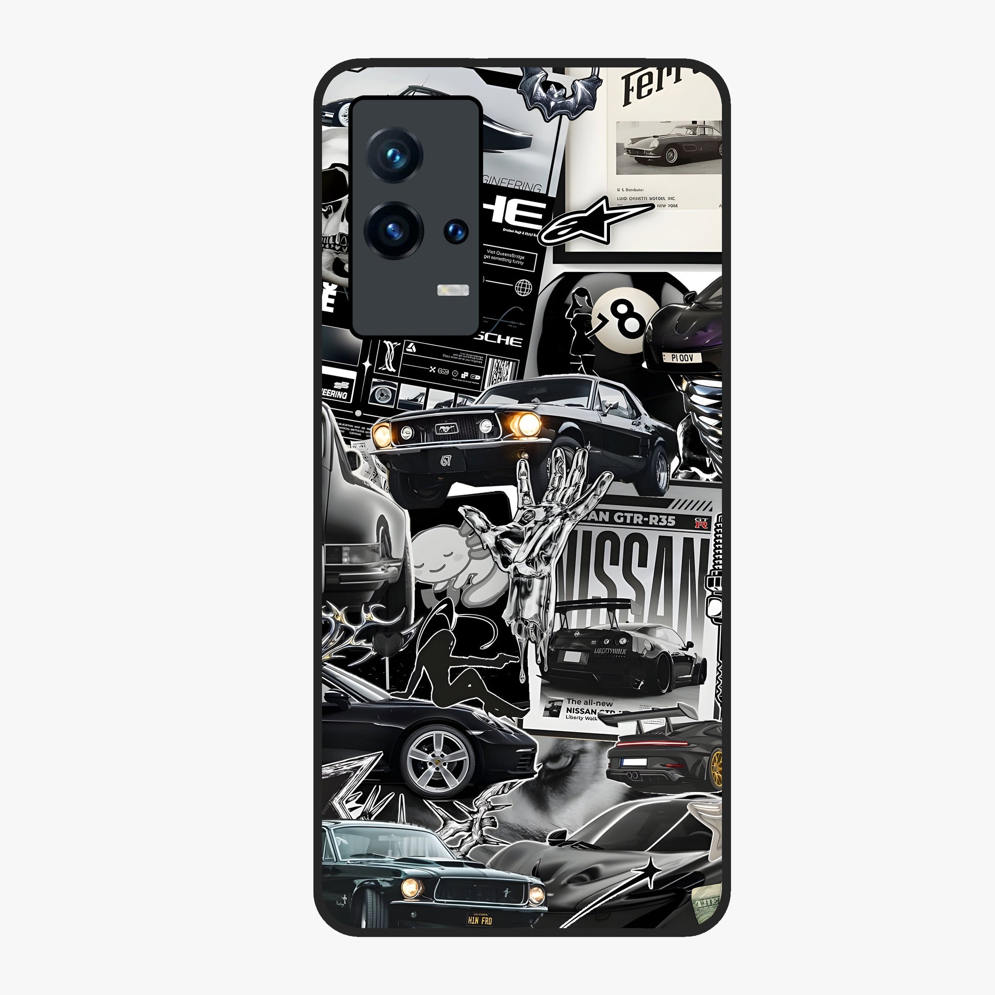 Aesthetic Dark Love Glass Case showing flat back view with dark romantic artwork and glossy glass finish.