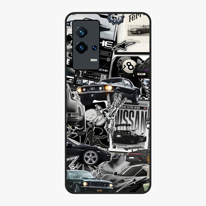 Aesthetic Dark Love Glass Case showing flat back view with dark romantic artwork and glossy glass finish.