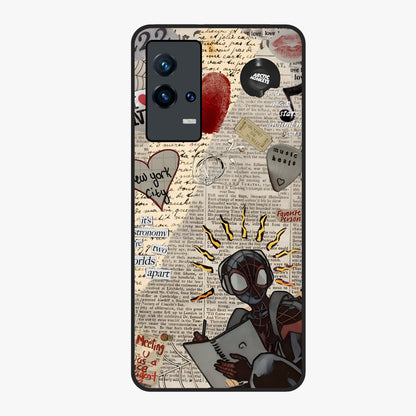 City Dream Sketch Glass Case showing flat back view with artistic city skyline sketch artwork and glossy glass finish.