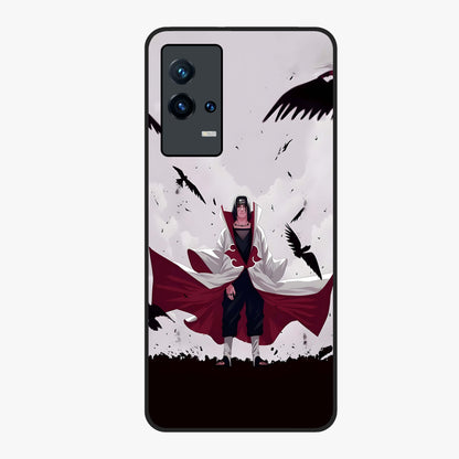 Crimson Crow Ascension Glass Case showing flat back view with mystical crow artwork and glossy glass finish.