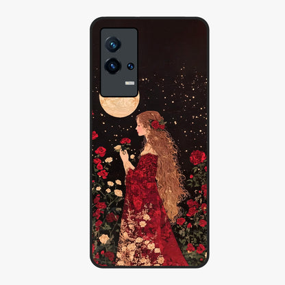Crimson Dreams Glass Case showing flat back view with dreamy crimson artwork and glossy glass finish.