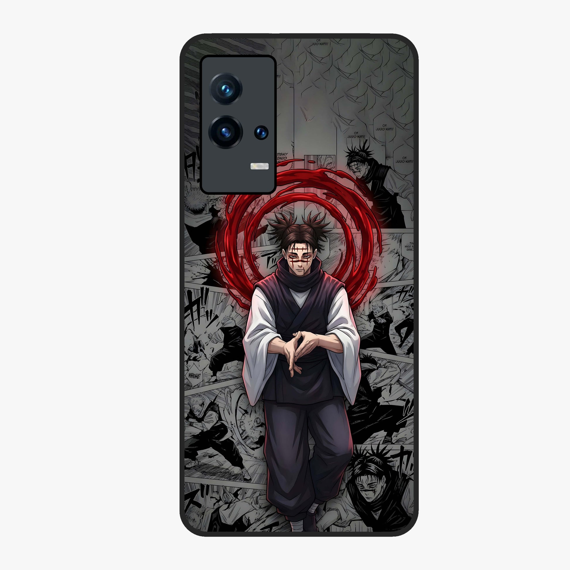 Cursed Ritual Ascension Glass Case showing flat back view with dark ritual themed artwork and glossy glass finish.