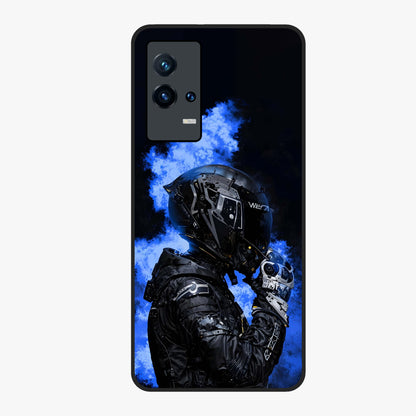 Cyber Sentinel Protocol Glass Case showing flat back view with futuristic cyber themed artwork and glossy glass finish.