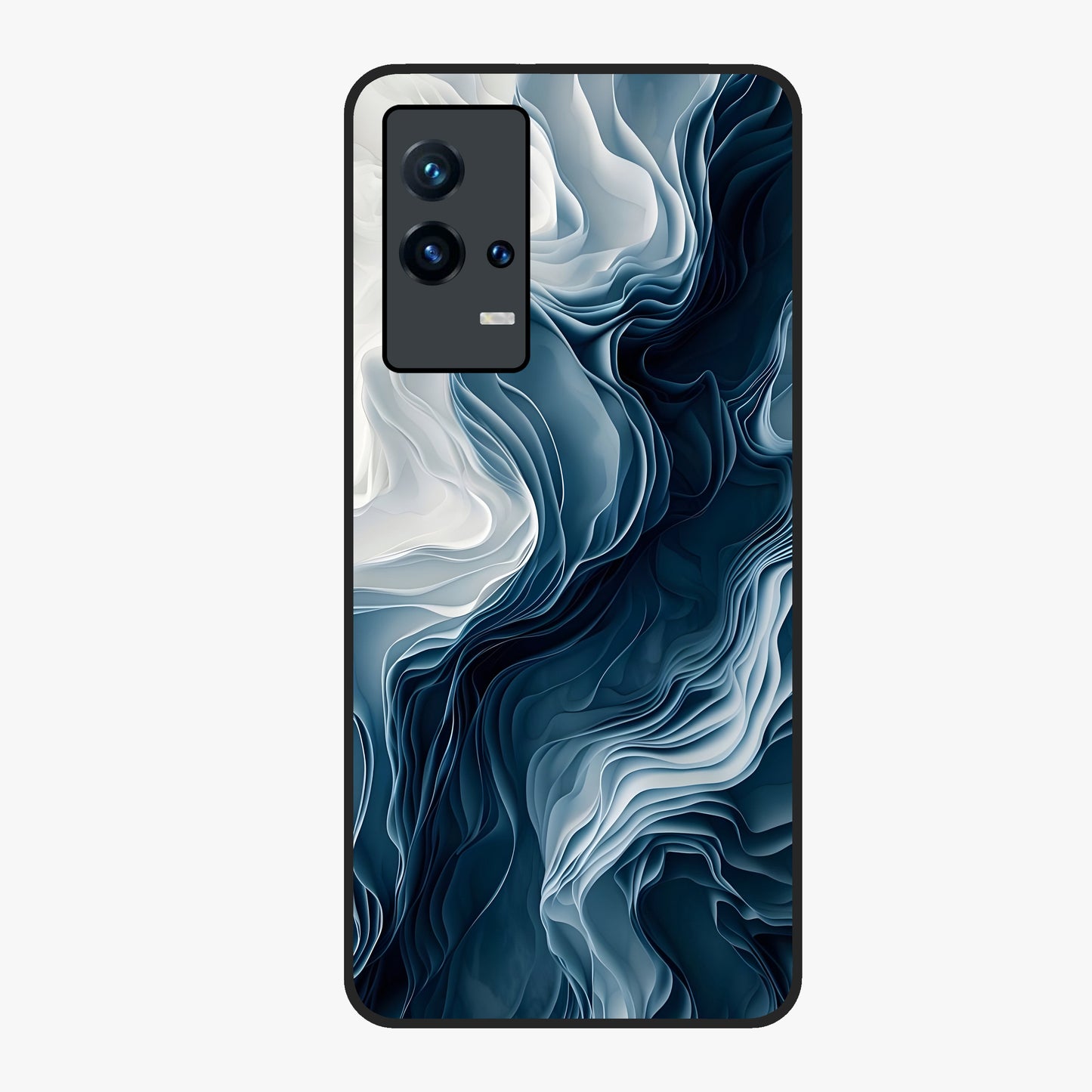 Ethereal Paper Marble Glass Case showing flat back view with soft marble paper texture artwork and glossy glass finish.