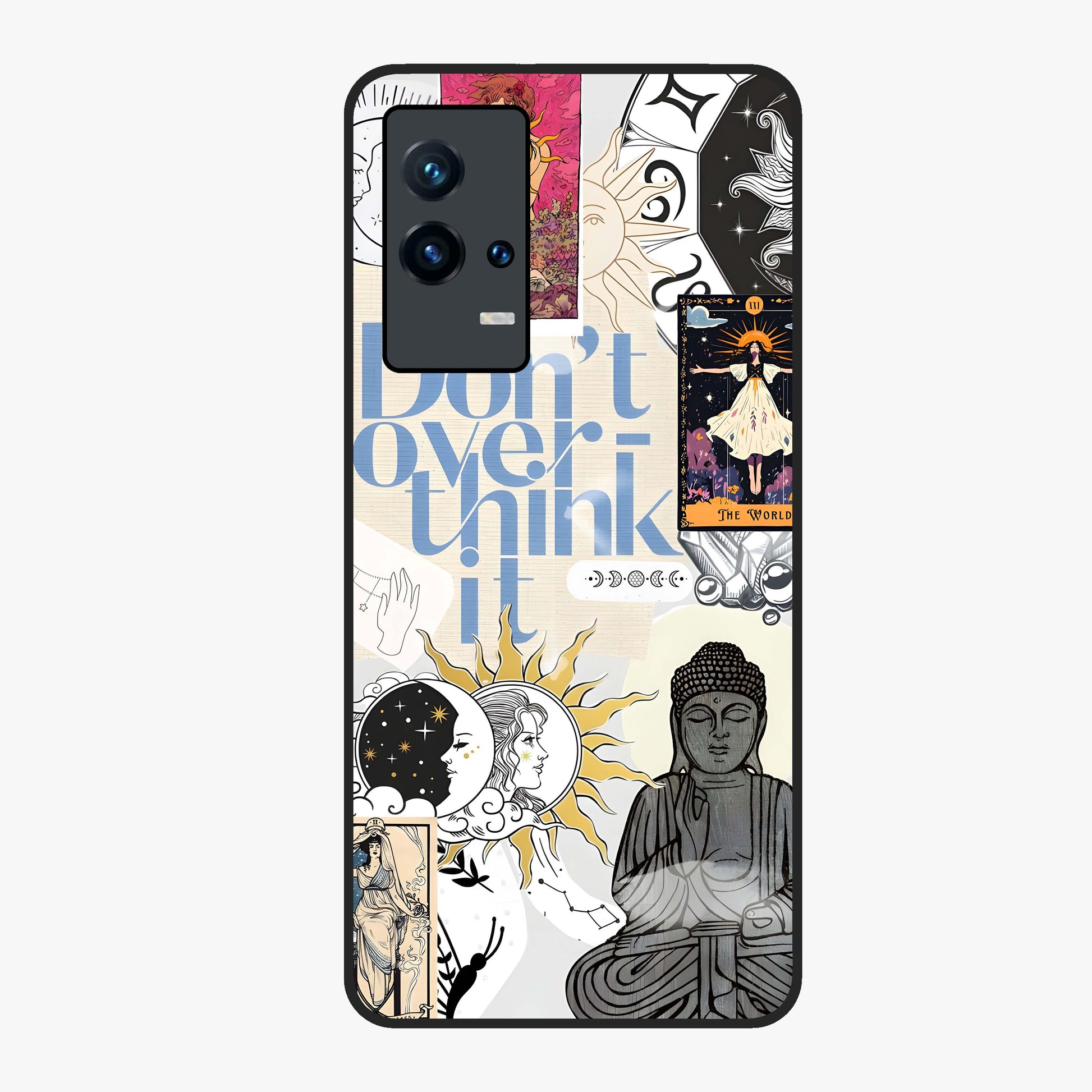 Ethereal Thoughts Glass Case showing flat back view with dreamy artistic artwork and glossy glass finish.