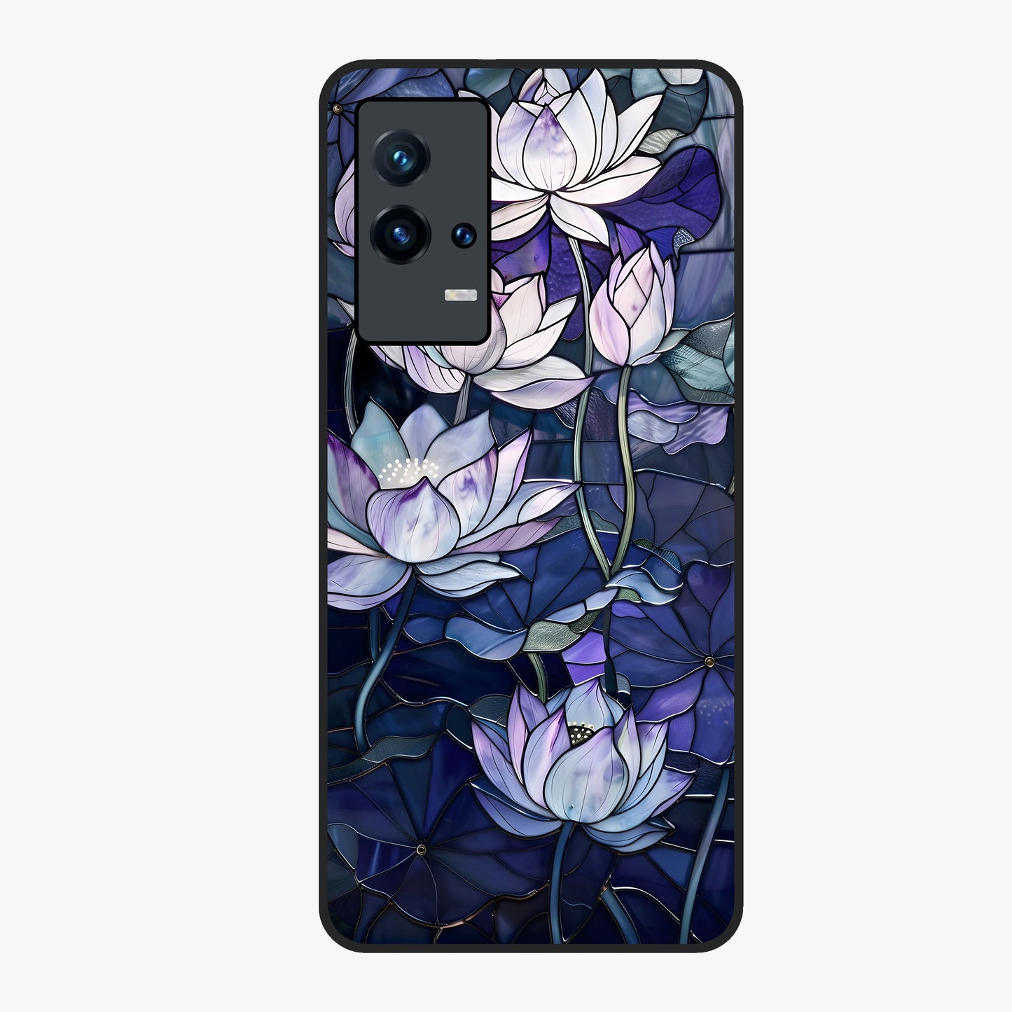 Gloss Petal Rush Glass Case showing flat back view with glossy flower petal artwork and smooth glass finish.