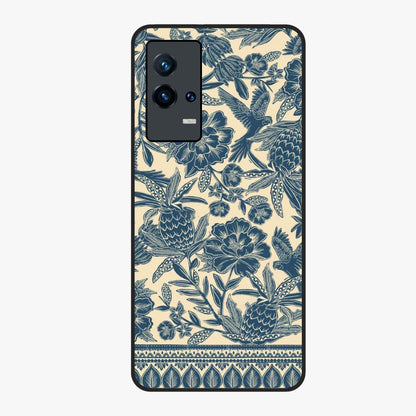 Heirloom Wild Bloom Glass Case showing flat back view with vintage inspired wild flower artwork and glossy glass finish.