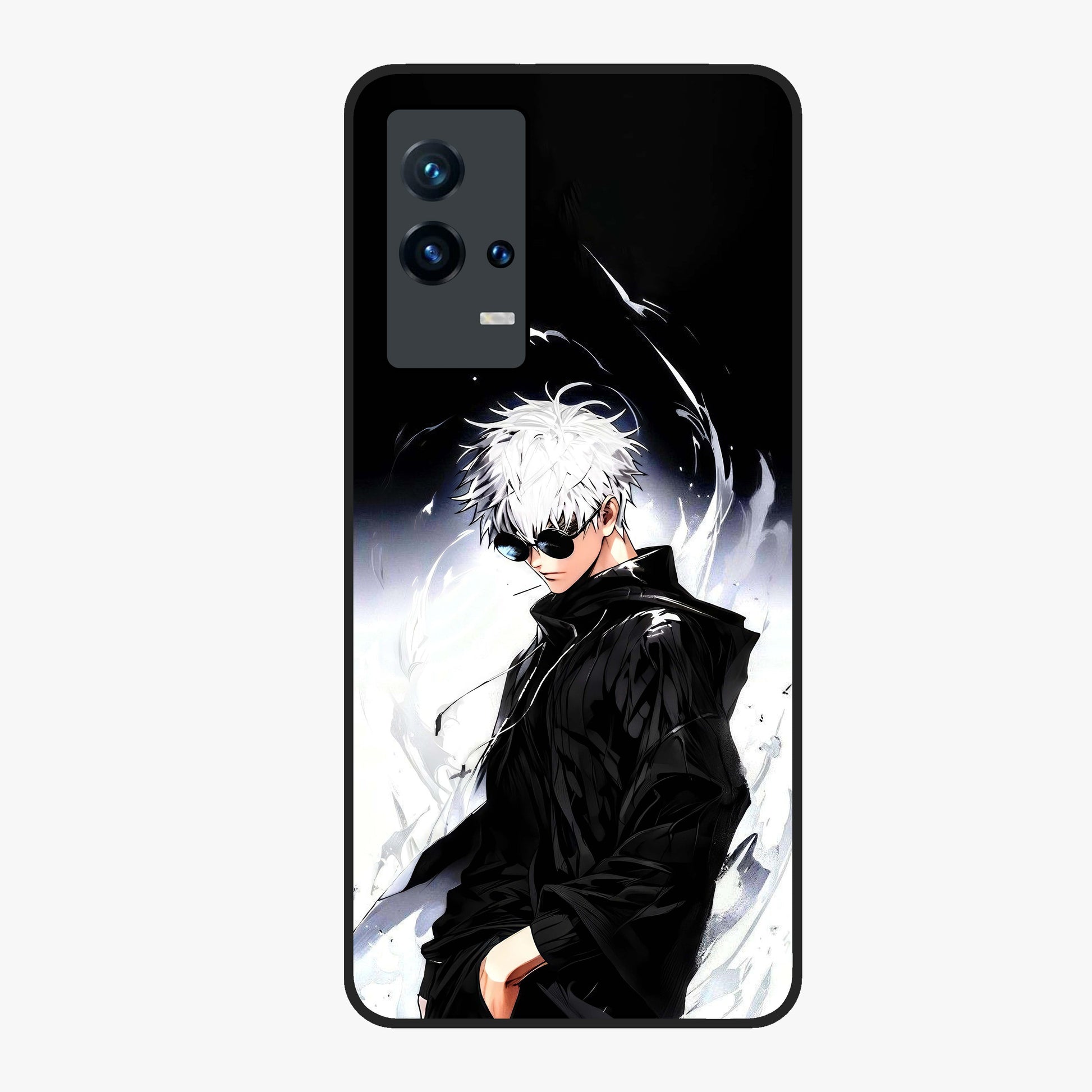 Limitless Shadow King Glass Case showing flat back view with powerful shadow warrior artwork and glossy glass finish.