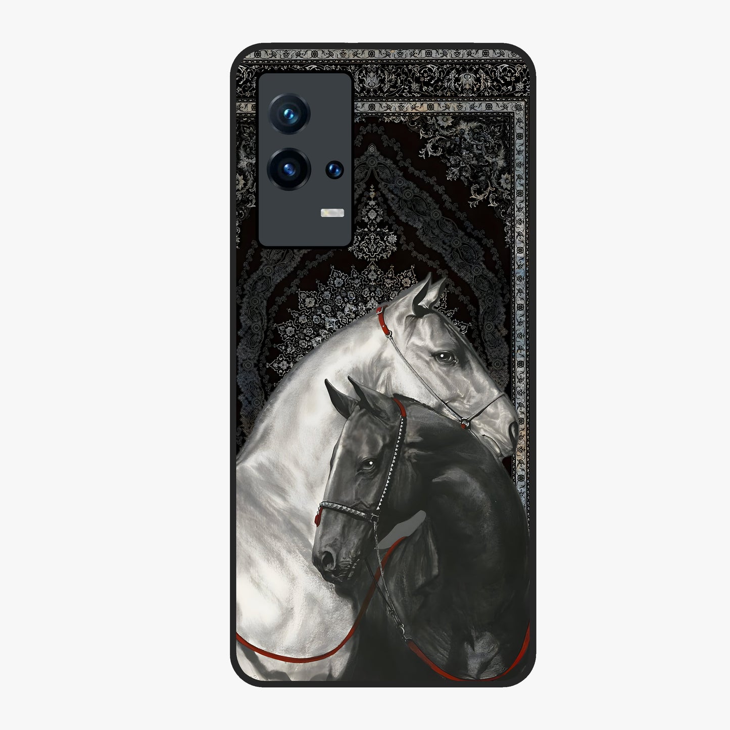 Majestic Ride Legacy Glass Case showing flat back view with powerful automotive inspired artwork and glossy glass finish.