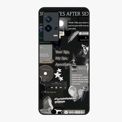 Midnight Love Echo Glass Case showing flat back view with romantic midnight themed artwork and glossy glass finish.